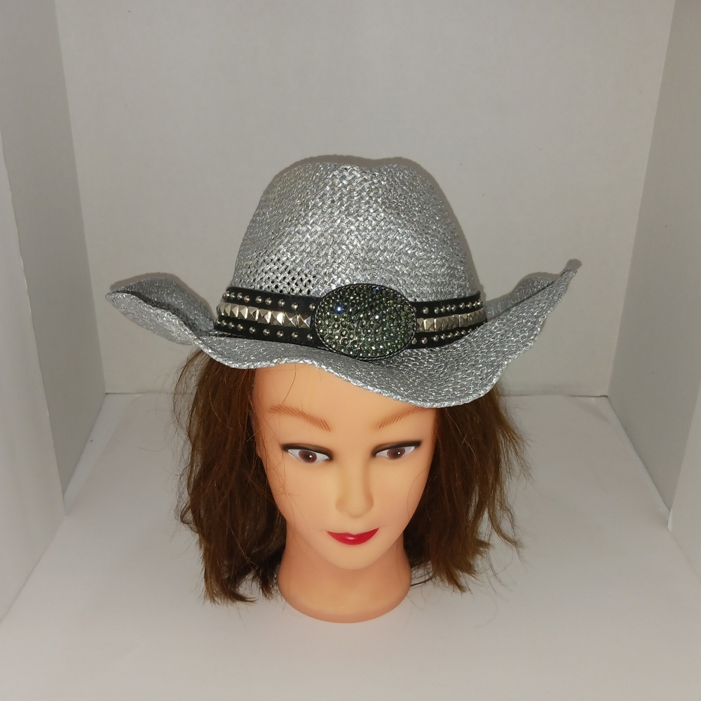 Peter Grimm Women's Gila Drifter Hat, Silver 100% Paper Rhinestone Hat, NWT